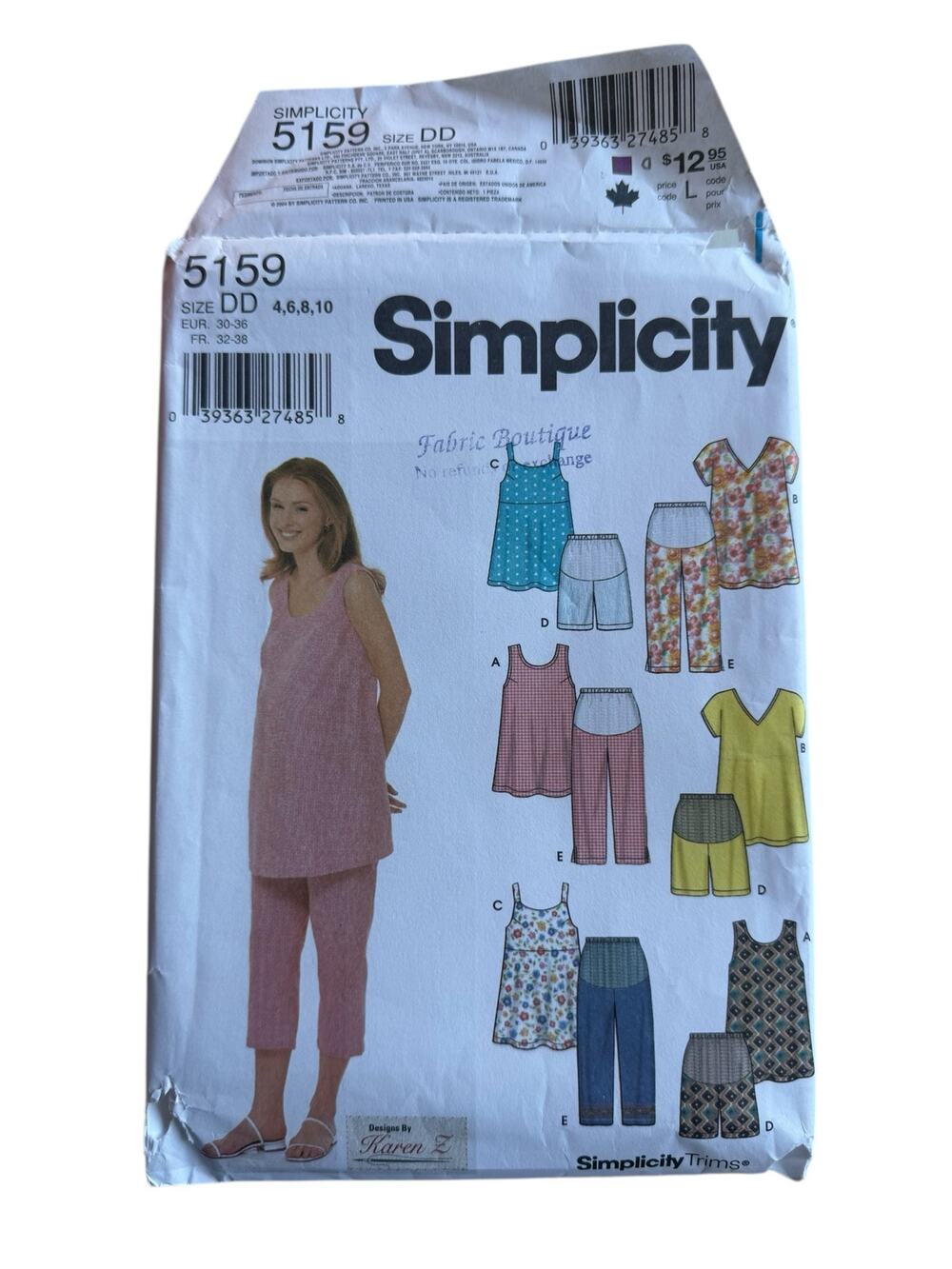 Vintage SIMPLICITY Maternity Top Pants Shorts Pattern Uncut Size 4-6-8-10 #5159